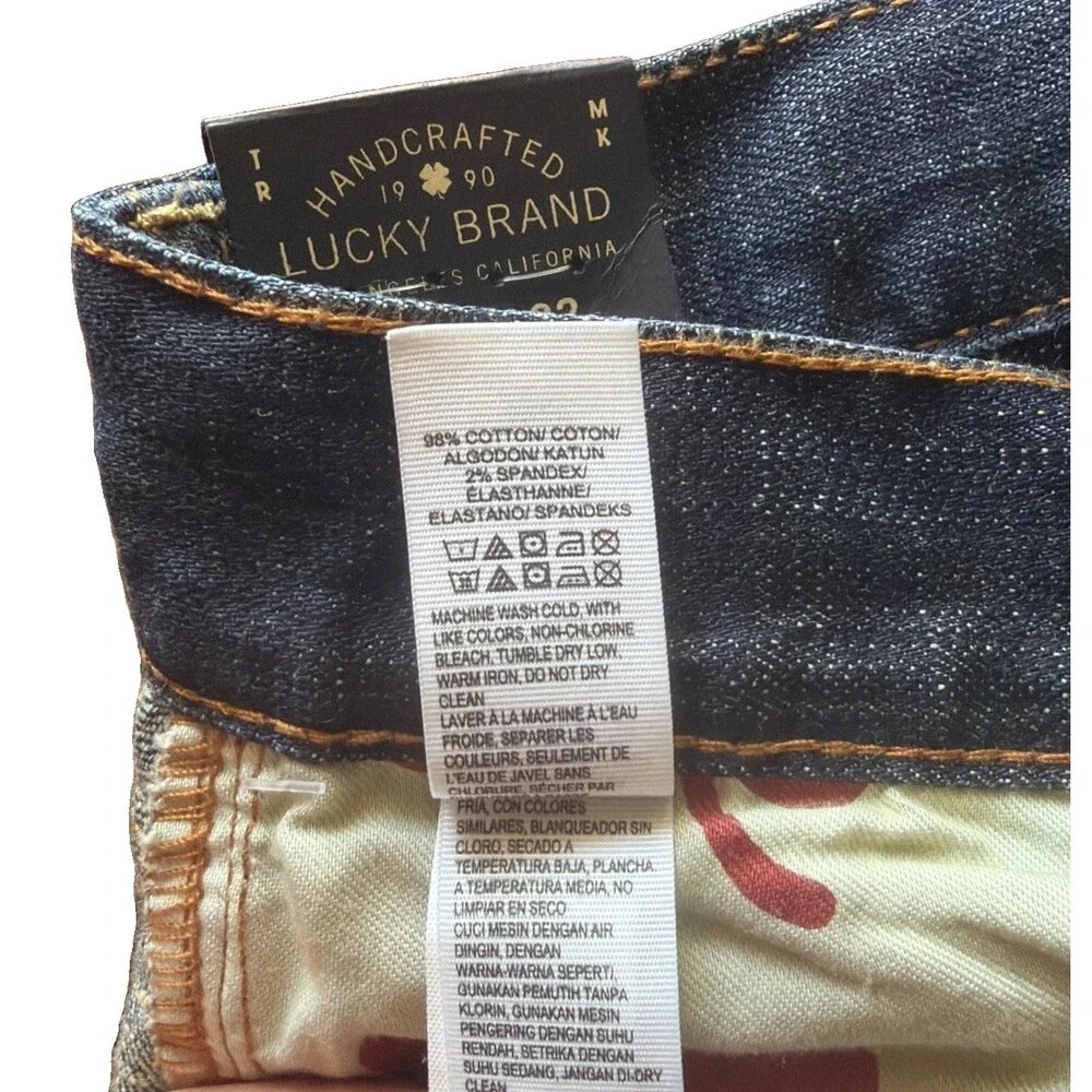 Lucky Brand 221 Original Straight Jeans Mens 34x32 Blue Dark Wash Denim Stretch
